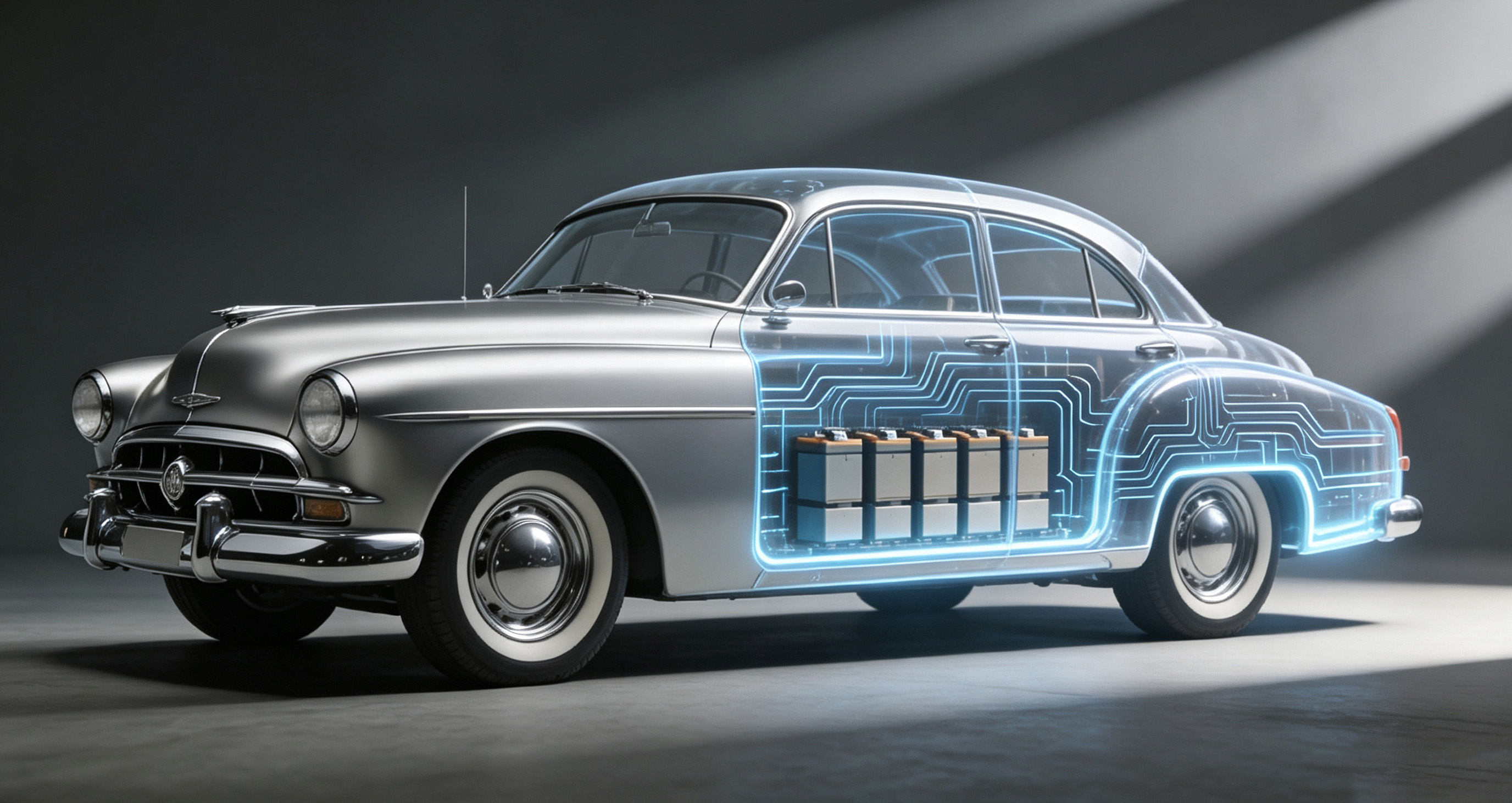 Classic car workshop full conversion scene