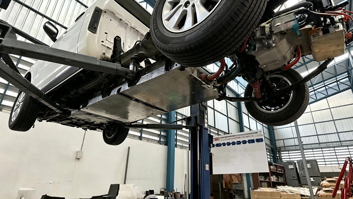 Professional workshop for vintage car EV rebuild